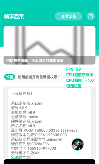 frame rate display 